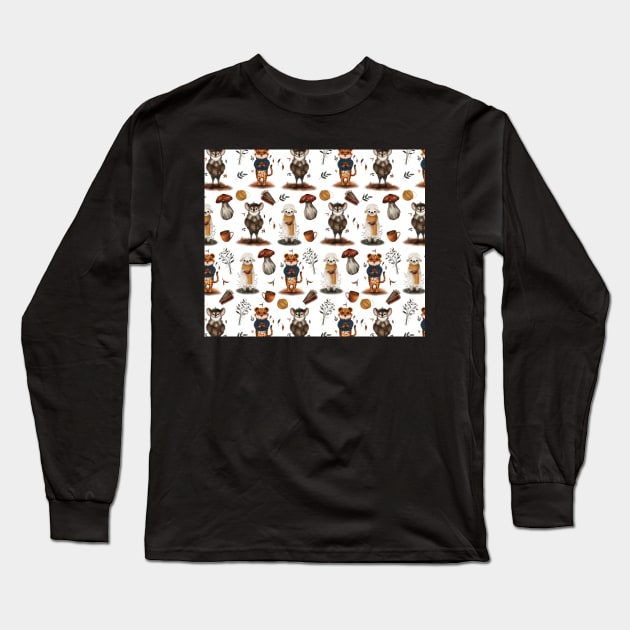 Autumn Pattern Long Sleeve T-Shirt by lambsandwolves